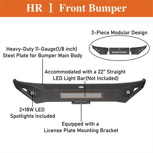 Off-Road Steel Full Width Front Bumper 4x4 truck parts  For 2004-2008 Ford F-150 - Hooke Road b8002 13