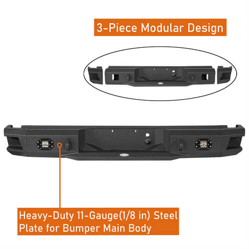 Off-Road Rear Bumper w/License Plate Light 4x4 truck parts For 2006-2008 Ford F-150 - Hooke Road b8004 12
