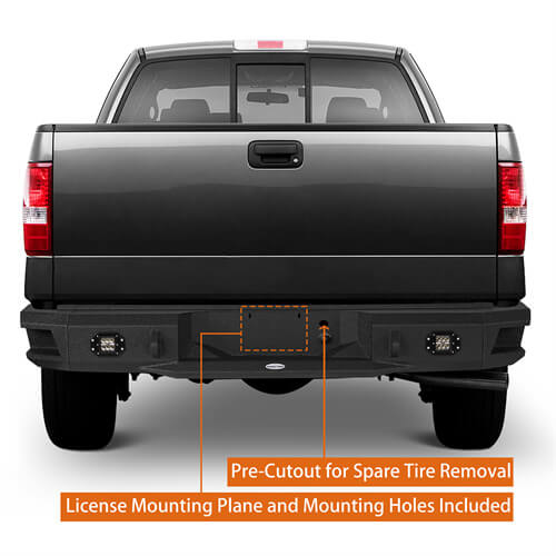 Load image into Gallery viewer, Off-Road Rear Bumper w/License Plate Light 4x4 truck parts For 2006-2008 Ford F-150 - Hooke Road b8004 9

