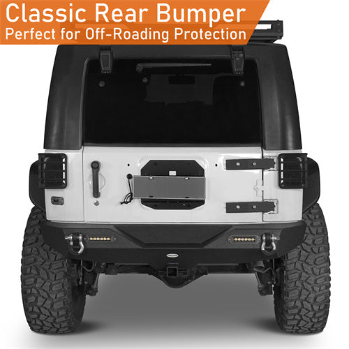 Load image into Gallery viewer, HookeRoad Jeep JK Mid Width Front Bumper &amp; Rear Bumper &amp; Front Skid Plate for 2007-2018 Jeep Wrangler JK HookeRoad HE.3018+2030+2042 13
