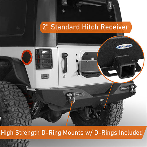 Load image into Gallery viewer, HookeRoad Jeep JK Mid Width Front Bumper &amp; Rear Bumper &amp; Front Skid Plate for 2007-2018 Jeep Wrangler JK HookeRoad HE.3018+2030+2042 14
