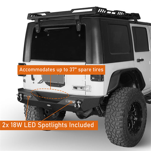 Load image into Gallery viewer, HookeRoad Jeep JK Mid Width Front Bumper &amp; Rear Bumper &amp; Front Skid Plate for 2007-2018 Jeep Wrangler JK HookeRoad HE.3018+2030+2042 15
