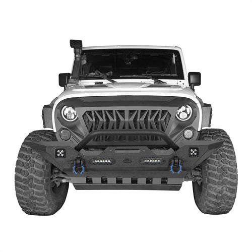 Load image into Gallery viewer, HookeRoad Jeep JK Mid Width Front Bumper &amp; Rear Bumper &amp; Front Skid Plate for 2007-2018 Jeep Wrangler JK HookeRoad HE.3018+2030+2042 21
