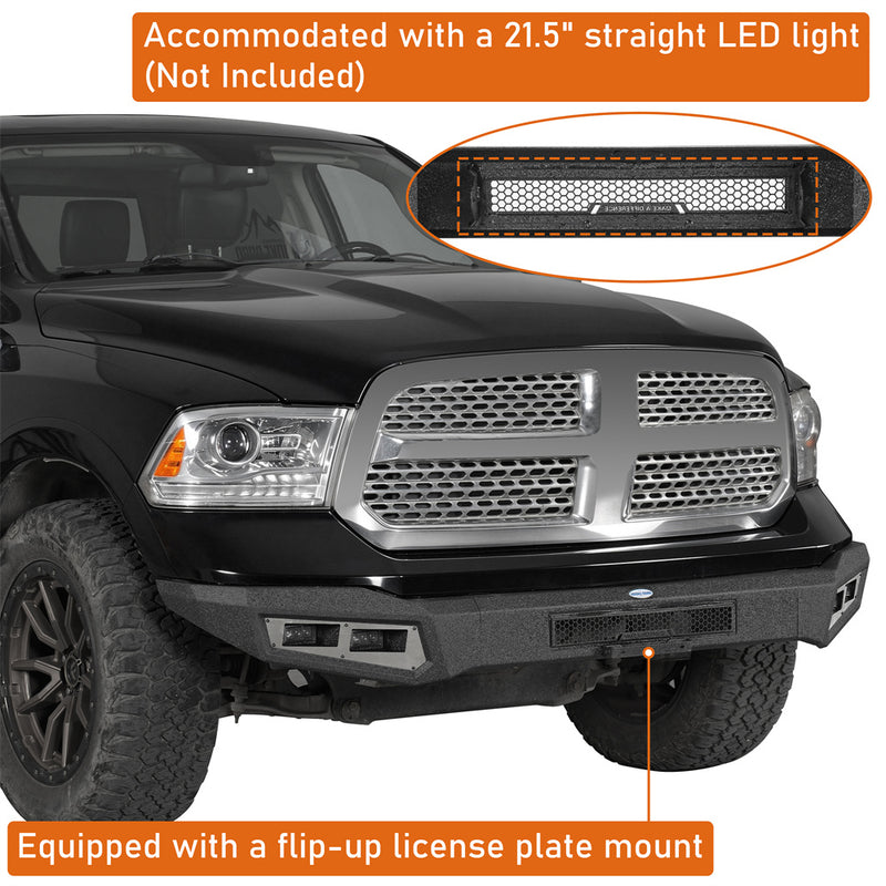 Load image into Gallery viewer, Hooke Road Front Bumper w/ LED Spotlights for 2013-2018 Ram 1500 b6211s 6
