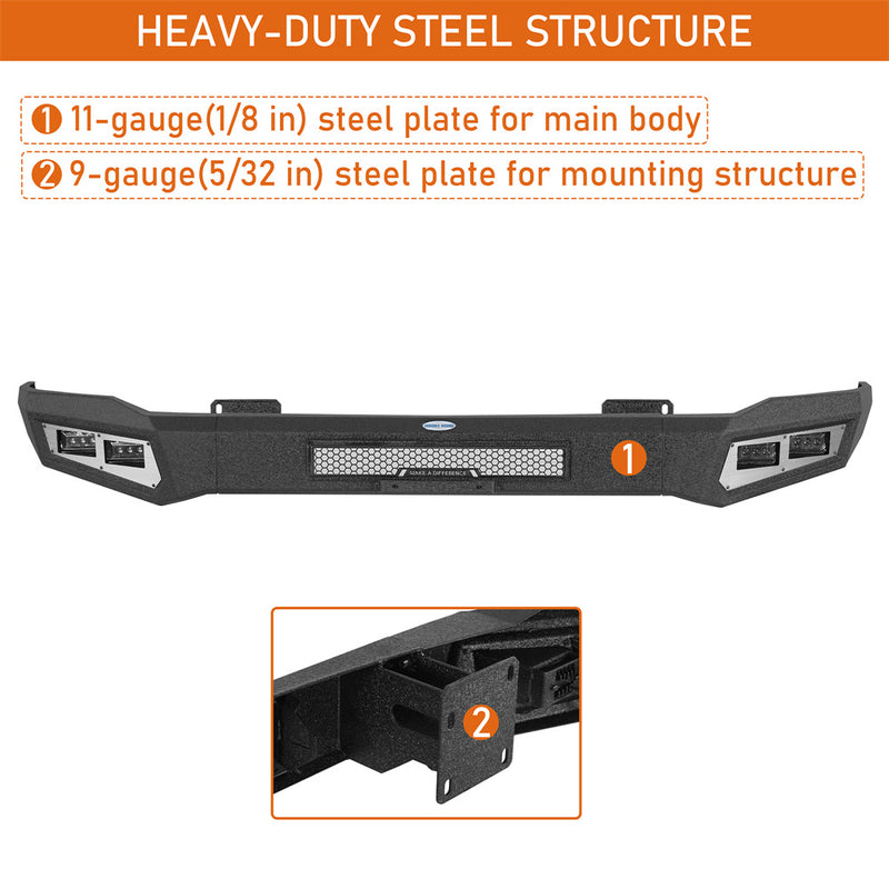 Load image into Gallery viewer, Hooke Road Front Bumper w/ LED Spotlights for 2013-2018 Ram 1500 b6211s 9
