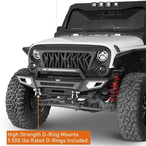 Front Bumper 4x4 jeep parts w/Winch Plate & Light Bar For Jeep Wrangler JK - Hooke Road b2077s 12
