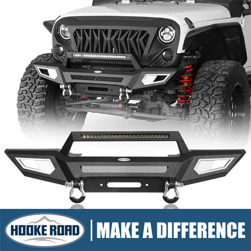Load image into Gallery viewer, Front Bumper 4x4 jeep parts w/Winch Plate &amp; Light Bar For Jeep Wrangler JK - Hooke Road b2077s 1
