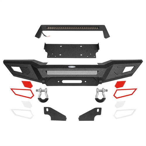 Load image into Gallery viewer, Front Bumper 4x4 jeep parts w/Winch Plate &amp; Light Bar For Jeep Wrangler JK - Hooke Road b2077s 21
