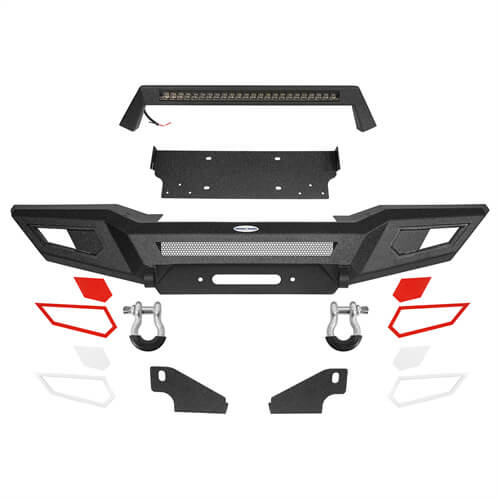 Front Bumper 4x4 jeep parts w/Winch Plate & Light Bar For Jeep Wrangler JK - Hooke Road b2077s 21