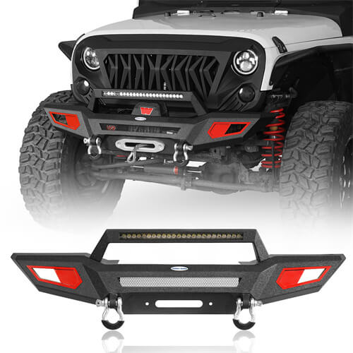 Front Bumper 4x4 jeep parts w/Winch Plate & Light Bar For Jeep Wrangler JK - Hooke Road b2077s 2