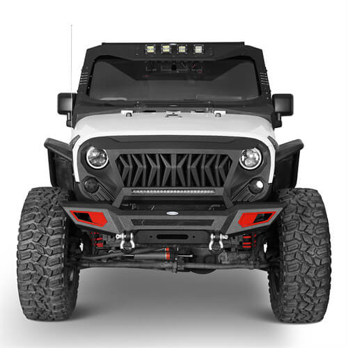 Front Bumper 4x4 jeep parts w/Winch Plate & Light Bar For Jeep Wrangler JK - Hooke Road b2077s 6