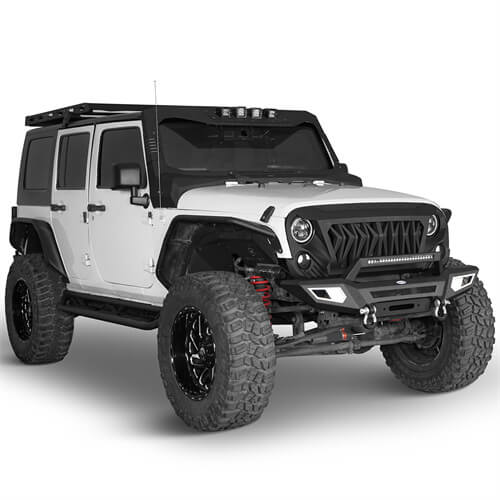 Front Bumper 4x4 jeep parts w/Winch Plate & Light Bar For Jeep Wrangler JK - Hooke Road b2077s 7