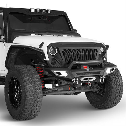 Front Bumper 4x4 jeep parts w/Winch Plate & Light Bar For Jeep Wrangler JK - Hooke Road b2077s 8