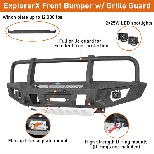 Front Bumper Grille Guard for 2007-2014 Toyota FJ Cruiser Hooke Road b4900s 9