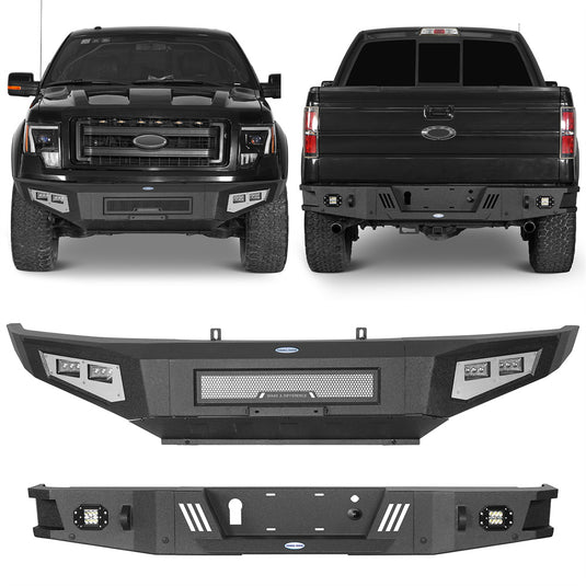 Hooke Road Full-Width Front Bumper & Rear Bumper Back Bumper(09-14 Ford F-150, Excluding Raptor)