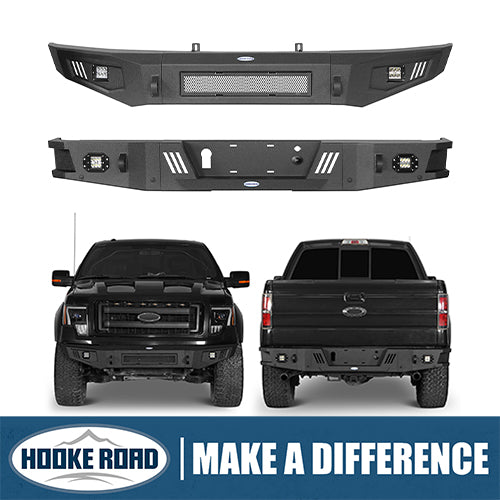thumbnail image 2 of Rear Steel Bumper For Ford F-150 2009-2014 – Chrome, No Sensor Holes, Step Style 2 of 5