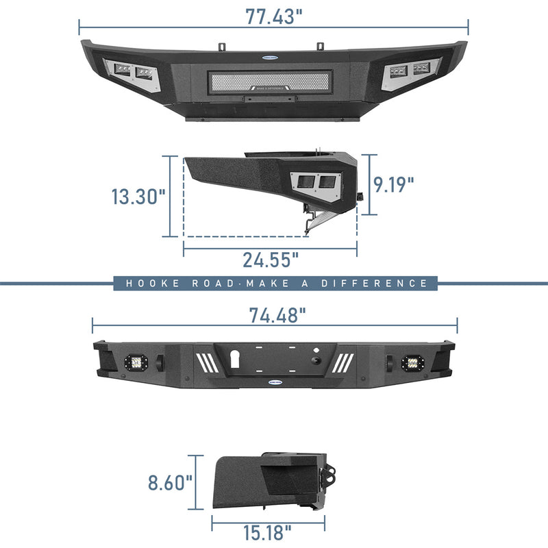 Load image into Gallery viewer, Hooke Road Full-Width Front Bumper &amp; Rear Bumper Back Bumper(09-14 Ford F-150, Excluding Raptor)

