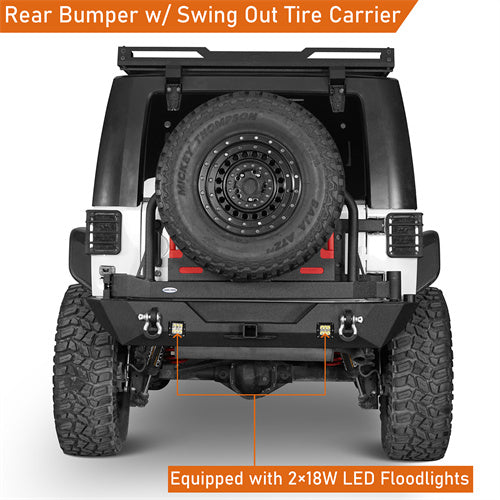 Load image into Gallery viewer, HookeRoad Mad Max Front Bumper &amp; Rear Bumper w/Spare Tire Carrier for 2007-2018 Jeep Wrangler JK Hooke Road HE.2038+HE.2015 11
