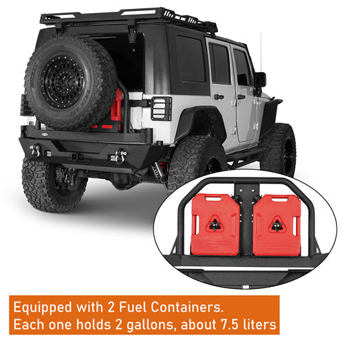 Load image into Gallery viewer, HookeRoad Mad Max Front Bumper &amp; Rear Bumper w/Spare Tire Carrier for 2007-2018 Jeep Wrangler JK Hooke Road HE.2038+HE.2015 13
