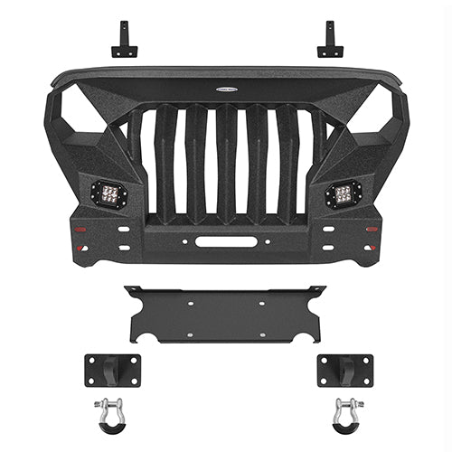 Load image into Gallery viewer, HookeRoad Mad Max Front Bumper &amp; Rear Bumper w/Spare Tire Carrier for 2007-2018 Jeep Wrangler JK Hooke Road HE.2038+HE.2015 24
