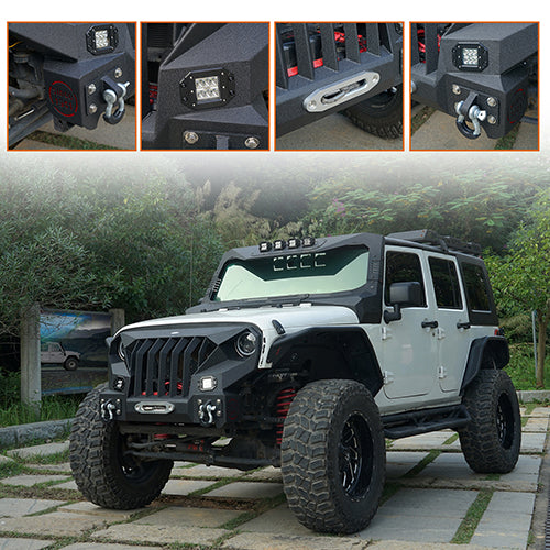Load image into Gallery viewer, HookeRoad Mad Max Front Bumper &amp; Rear Bumper w/Spare Tire Carrier for 2007-2018 Jeep Wrangler JK Hooke Road HE.2038+HE.2015 5
