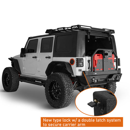Load image into Gallery viewer, HookeRoad Mad Max Front Bumper &amp; Rear Bumper w/Spare Tire Carrier for 2007-2018 Jeep Wrangler JK Hooke Road HE.2038+HE.2015 9
