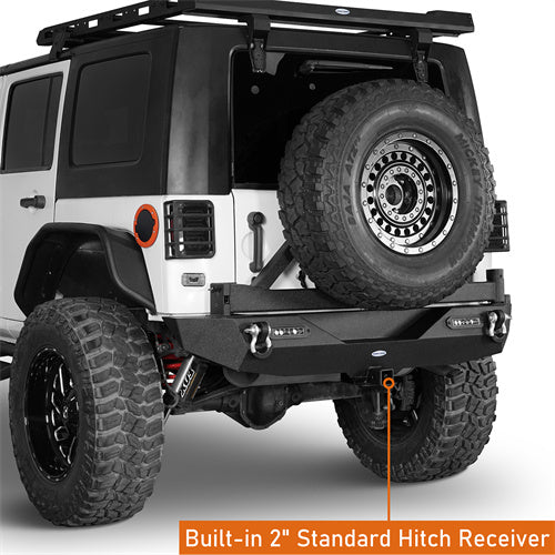 Load image into Gallery viewer, HookeRoad Mad Max Front Bumper &amp; Rear Bumper w/2&quot; Hitch Receiver for 2007-2018 Jeep Wrangler JK HookeRoad HE.2038+2029 16
