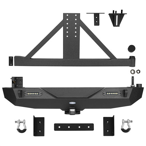 Load image into Gallery viewer, HookeRoad Mad Max Front Bumper &amp; Rear Bumper w/2&quot; Hitch Receiver for 2007-2018 Jeep Wrangler JK HookeRoad HE.2038+2029 28
