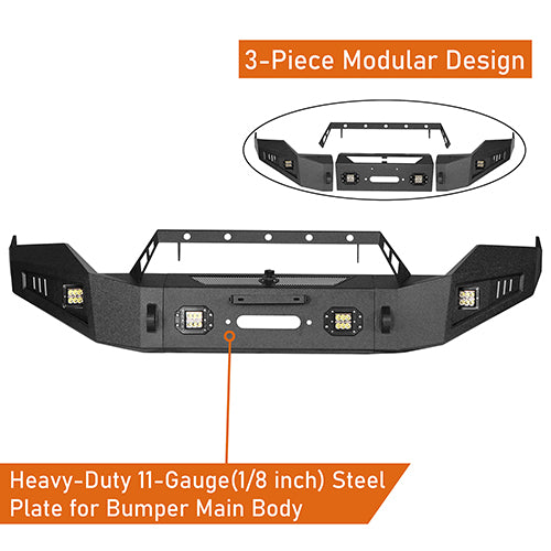 Ram 1500 Full Width Steel Front Bumper & Rear Bumper kits For 2013-2018 Dodge Ram 1500 Excluding Rebel - Hooke Road HE.6001+6005 12