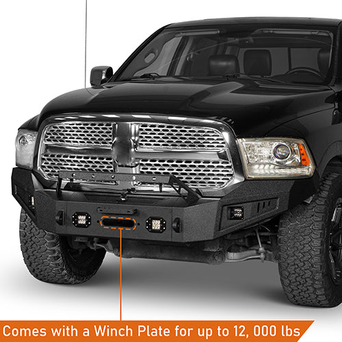 Ram 1500 Full Width Steel Front Bumper & Rear Bumper kits For 2013-2018 Dodge Ram 1500 Excluding Rebel - Hooke Road HE.6001+6005 15