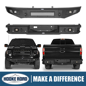 HookeRoad Ford F-150 Full Width Front Bumper & Rear Bumper for 2009-2014 Ford F-150 HE.8201+8203 1