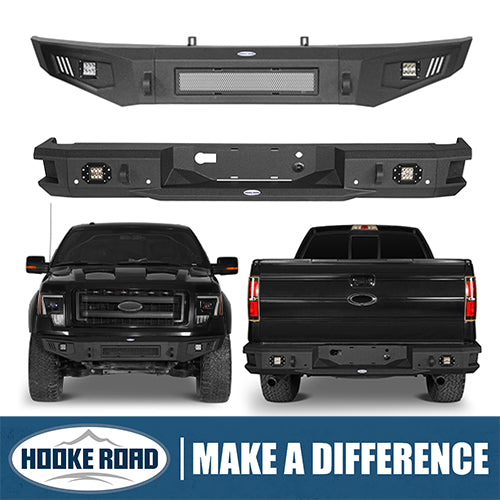 HookeRoad Ford F-150 Full Width Front Bumper & Rear Bumper for 2009-2014 Ford F-150 HE.8201+8203 1