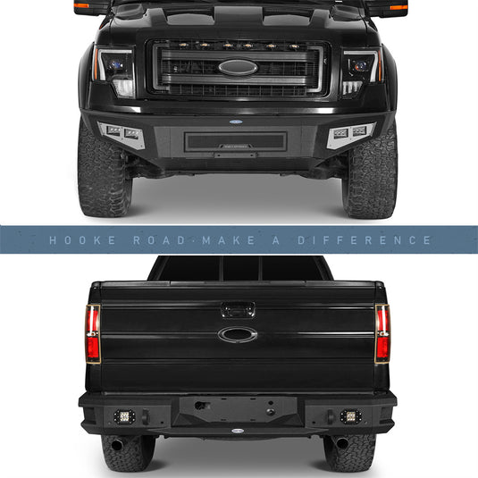 Hooke Road Full-Width Front Bumper & Rear Bumper(09-14 Ford F-150, Excluding Raptor)