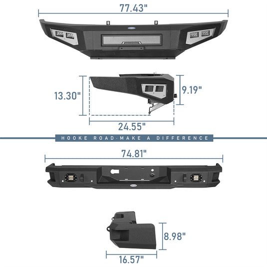Hooke Road Full-Width Front Bumper & Rear Bumper(09-14 Ford F-150, Excluding Raptor)