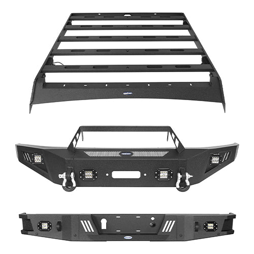 HookeRoad Front Bumper / Rear Bumper / Roof Rack for 2009-2014 F-150 SuperCrew,Excluding Raptor Hooke Road HE.8205+8202+8204 2