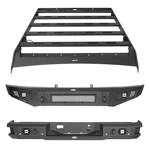 HookeRoad Front Bumper / Rear Bumper / Roof Rack Luggage Carrier for 2009-2014 F-150 SuperCrew,Excluding Raptor HE.8205+8201+8203 2