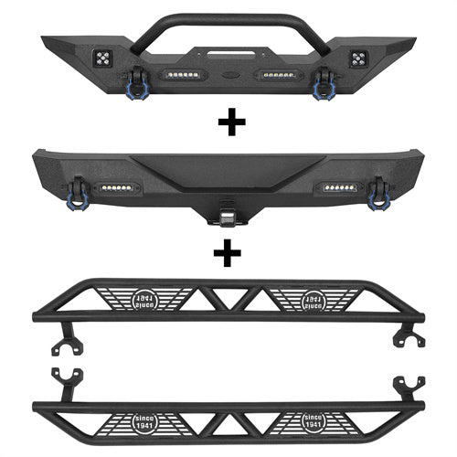 HookeRoad Jeep JK Front Bumper / Rear Bumper / Running Boards for 2007-2018 Jeep Wrangler JK Hooke Road HE.2013+3018+2030 2