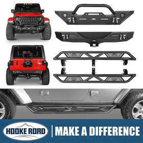 HookeRoad Jeep JL Front Bumper / Rear Bumper / Running Boards for 2018-2023 Jeep Wrangler JL HookeRoad HE.3003+3006+3018 1