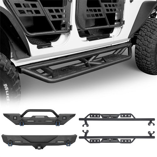 Load image into Gallery viewer, HookeRoad Jeep JK Front Bumper / Rear Bumper / Running Boards for 2007-2018 Jeep Wrangler JK HookeRoad HE.2010+3018+2030 1
