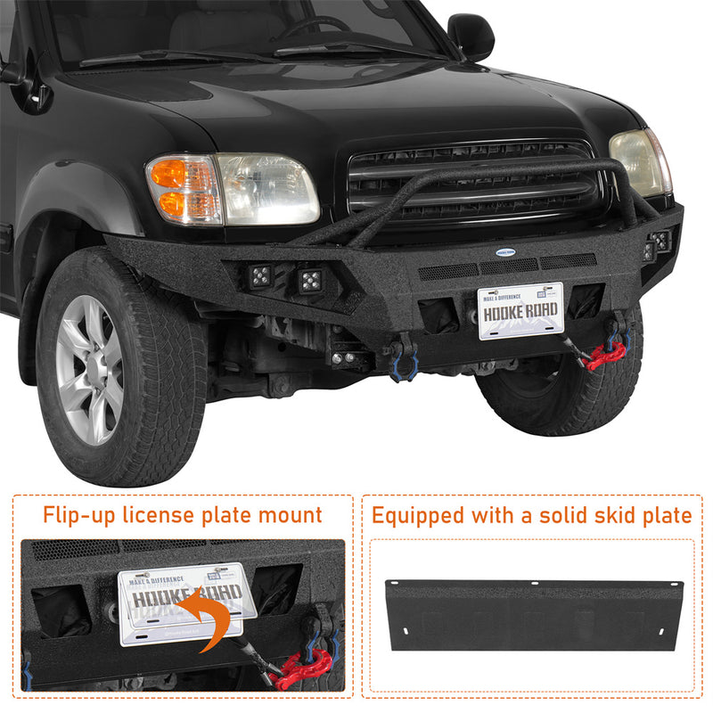 Load image into Gallery viewer, 2001-2004 Toyota Sequoia Front Bumper w/ Winch Plate &amp; Spot Light Hooke Road b4805 8

