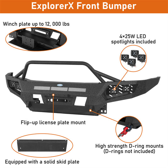 2001-2004 Toyota Sequoia Front Bumper w/ Winch Plate & Spot Light Hooke Road b4805 9