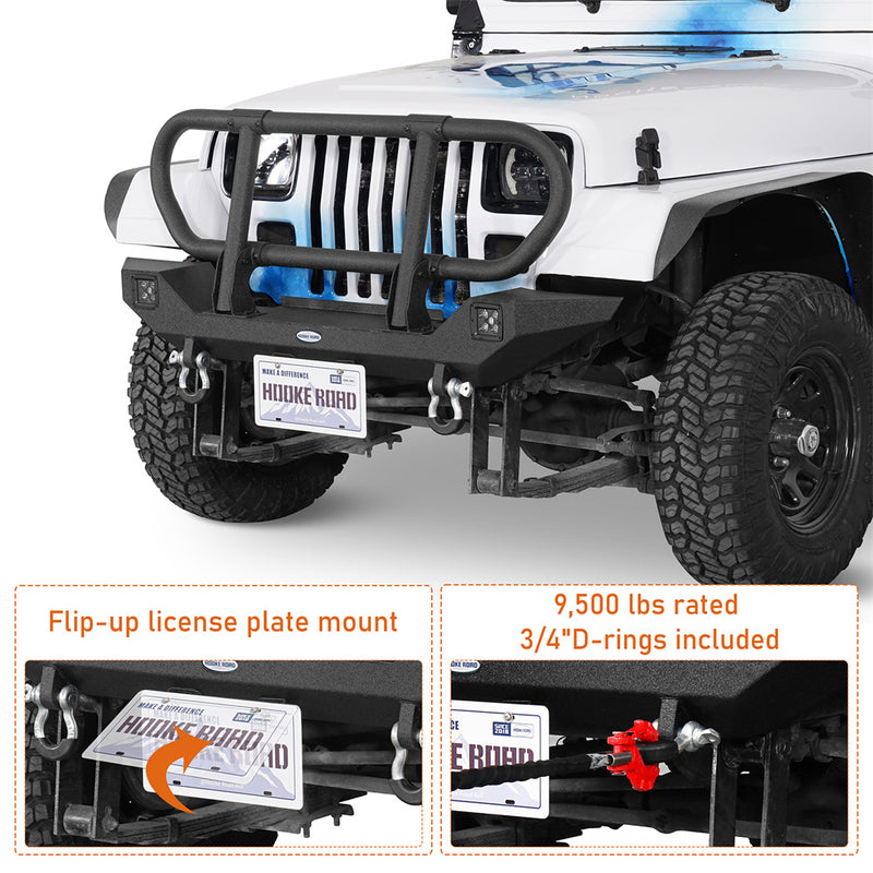 Load image into Gallery viewer, Brush Guard Front Bumper for 1987-2006 Jeep Wrangler YJ  Wrangler TJ Hooke Road b1088s 6
