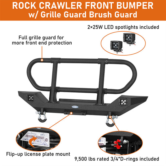 Brush Guard Front Bumper for 1987-2006 Jeep Wrangler YJ  Wrangler TJ Hooke Road b1088s 8