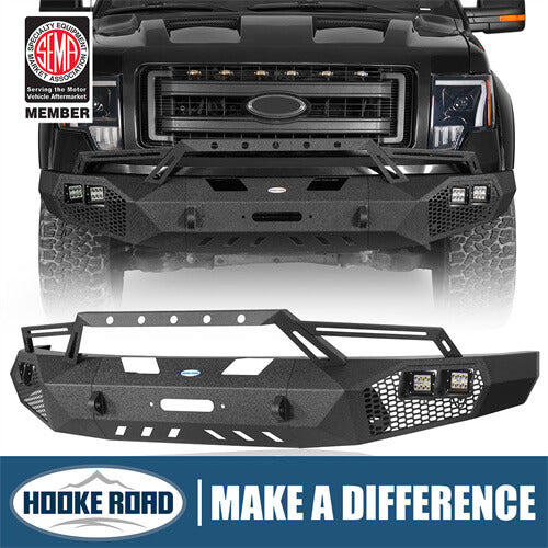 Load image into Gallery viewer, HookeRoad Full Width Front Bumper w/Grill Guard for 2009-2014 Ford F-150, Excluding Raptor b8200s 1

