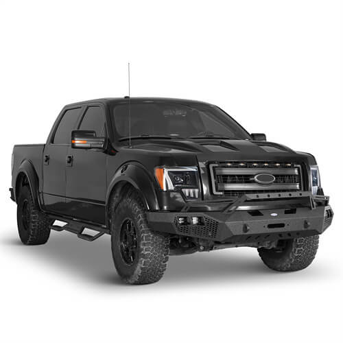 HookeRoad Full Width Front Bumper w/Grill Guard for 2009-2014 Ford F-150, Excluding Raptor b8200s 5
