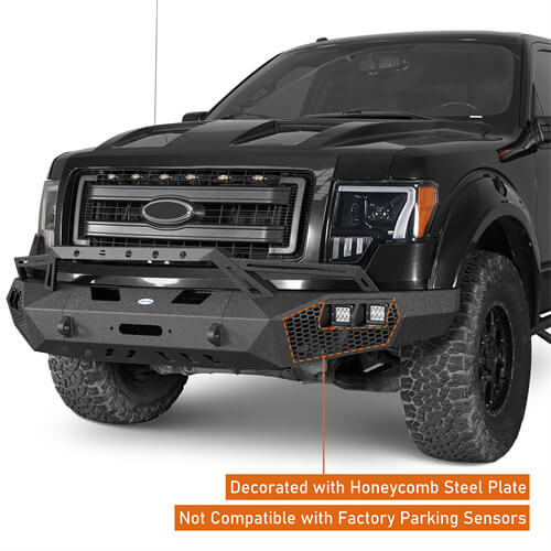 Load image into Gallery viewer, HookeRoad Full Width Front Bumper w/Grill Guard for 2009-2014 Ford F-150, Excluding Raptor b8200s 9
