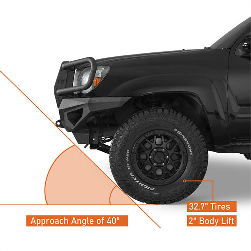 Hooke Road Front Bumper with Grille Guard for  2005-2011 Toyota Tacoma b4041s 7