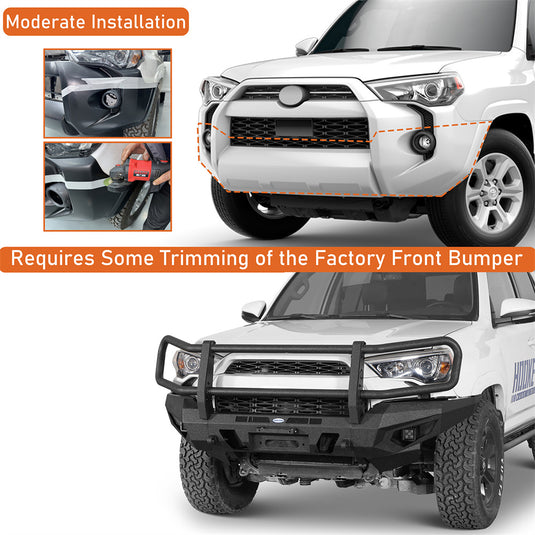 Hooke Road Front Bumper w/ Grille Guard for 2014-2024 Toyota 4Runner b9823s 11