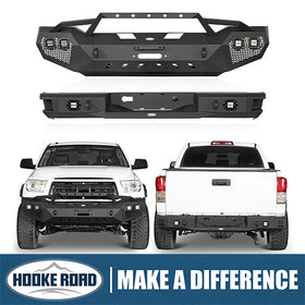 HookeRoad Front Bumper w/Hoop & Rear Bumper for 2007-2013 Toyota Tundra HookeRoad HE.5200+5201 1