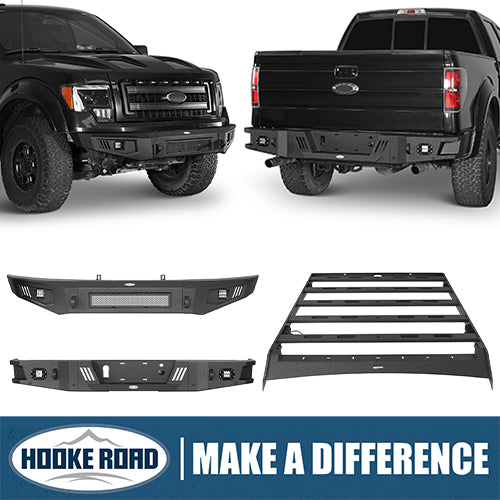 HookeRoad Front Bumper / Rear Bumper / Roof Rack for 2009-2014 F-150 SuperCrew, Excluding Raptor HookeRoad HE.8205+8201+8204 1